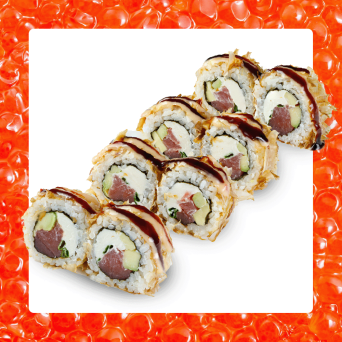 Рол з тунцем в стружці тунця