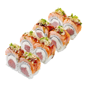Philadelphia with salmon aburi with tuna