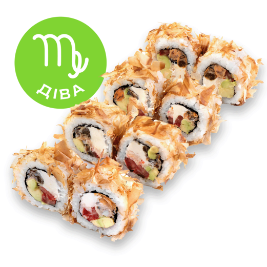 Roll Philadelphia with mussels, crab mix and shaved tuna