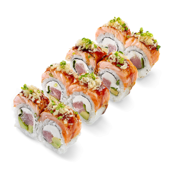 Рол Філадельфія з лососем абурі та тунцем