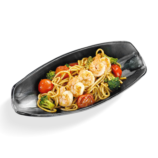 Udon noodles with shrimps