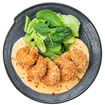 Panko shrimps with cheese&cream sauce