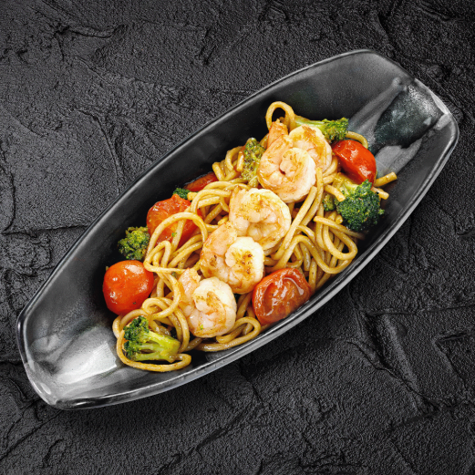 Udon noodles with shrimps