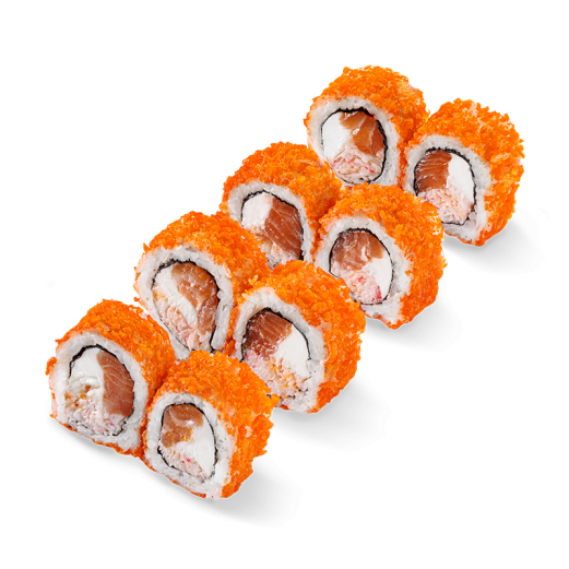 Crunch roll with salmon and crab mix