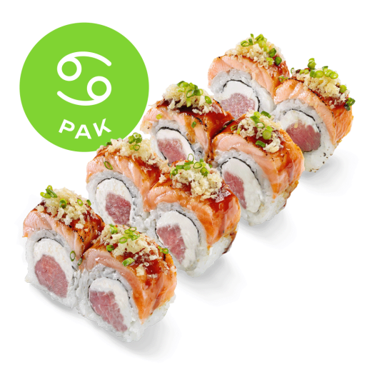 Philadelphia with salmon aburi with tuna