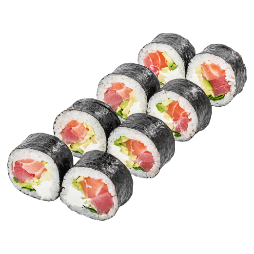Futomaki with fresh salmon and tuna