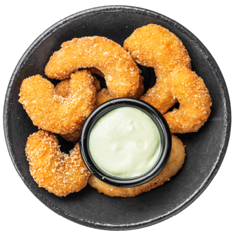 Panko shrimps with wasabi sauce