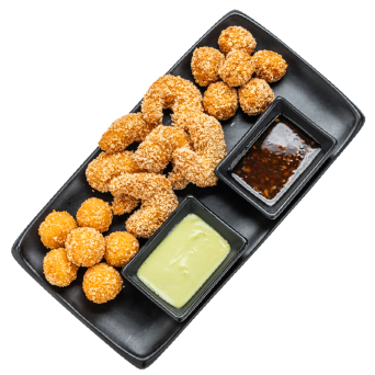 Middle mix of fried seafood snacks