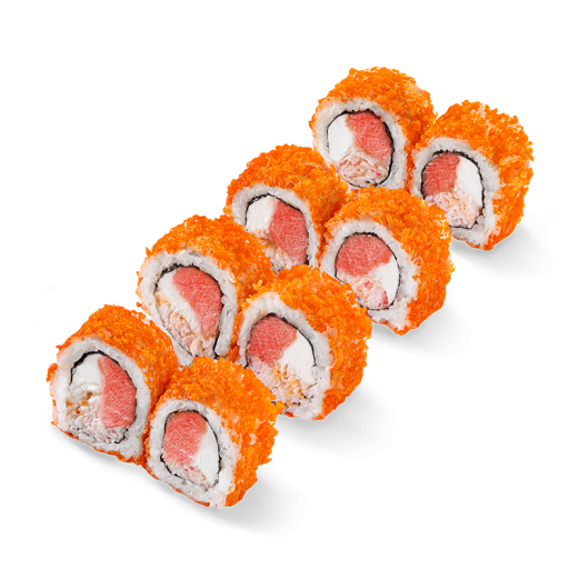 Crunch roll with salmon and crab mix