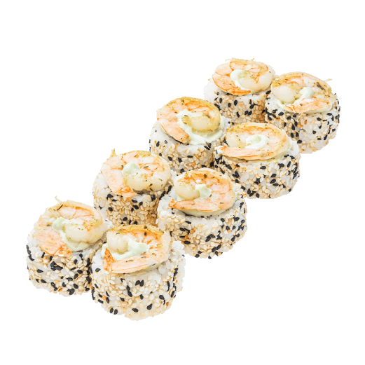 Philadelphia in sesame with fried shrimp and wasabi sauce