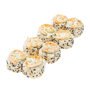 Philadelphia in sesame with fried shrimp and wasabi sauce