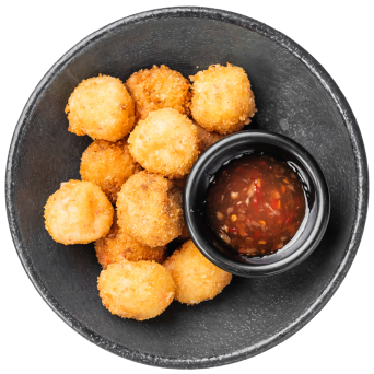 Mix of cheese balls with seafood