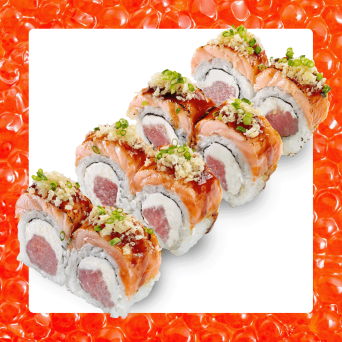 Рол Філадельфія з лососем абурі та тунцем