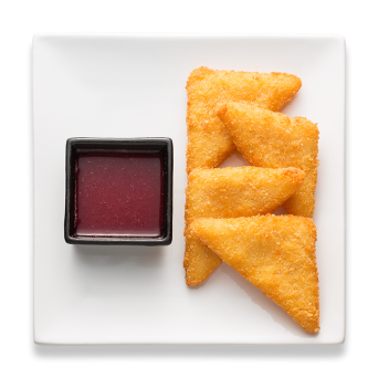 Fried cheese with cranberry sauce
